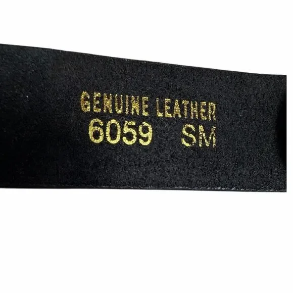 Western Rhinestone Crystal Belt Black Genuine Leather Croc Embossed Studded SM - Picture 7 of 15